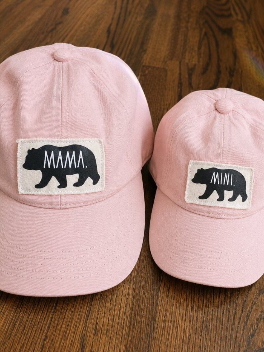 Rae Dunn Mama & Mini Matching Pink Bear Baseball Hats / Mom & Me Caps